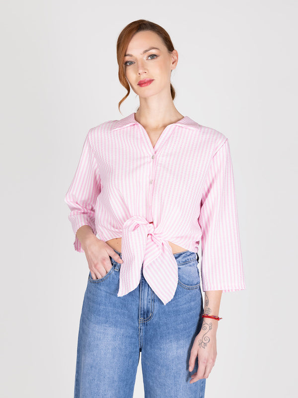 Blusa plaid print rosa