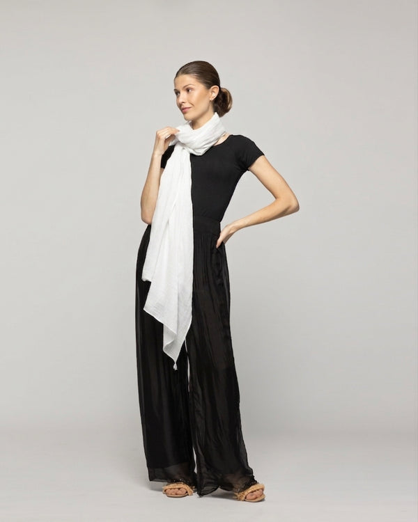 Echarpe Mujer Largo Liso Blanco Lineatre