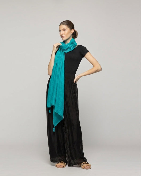 Echarpe Mujer Largo Liso Turquesa Lineatre