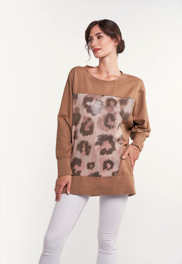 Poleron nelda camel lineatre