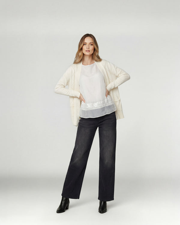 Cardigan Mujer Paola Relaxed Cuello Tipo Kimono Manga Caída Crudo Lineatre