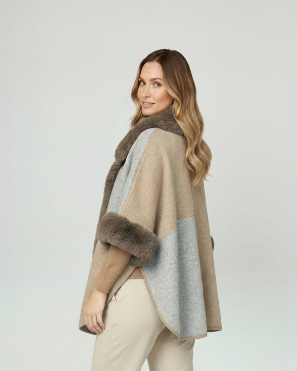 Poncho Mujer Gloria Overside Cuello Tipo Kimono  Manga Caída Fango Lineatre
