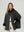 Poncho Mujer Maria Overside Cuello Tipo Kimono  Manga Caída Negro Lineatre