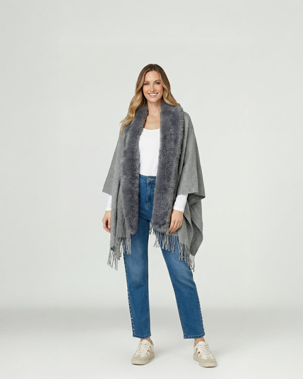 Poncho Mujer Verónica Gris Lineatre