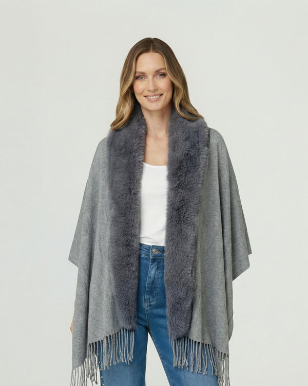 Poncho Mujer Verónica Gris Lineatre
