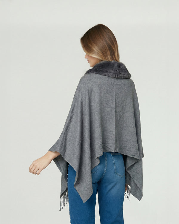 Poncho Mujer Verónica Gris Lineatre