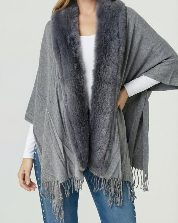 Poncho Mujer Verónica Gris Lineatre