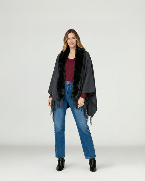 Poncho Mujer Verónica Negro Lineatre
