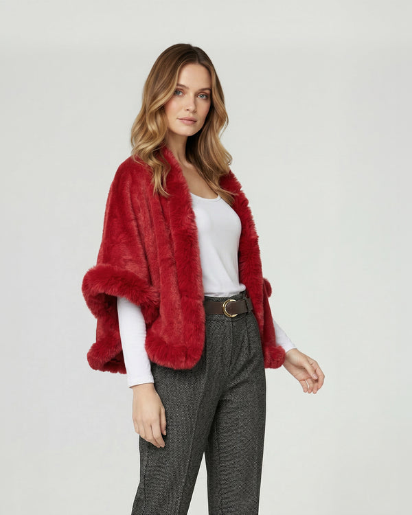 Poncho Mujer Paola Rojo Lineatre