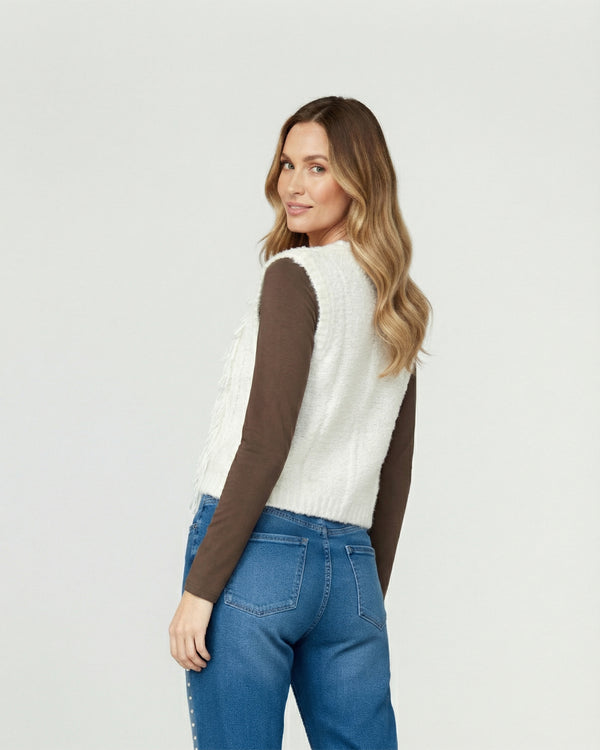 Gillet Mujer Fabiola Relaxed Cuello En V Blanco Lineatre