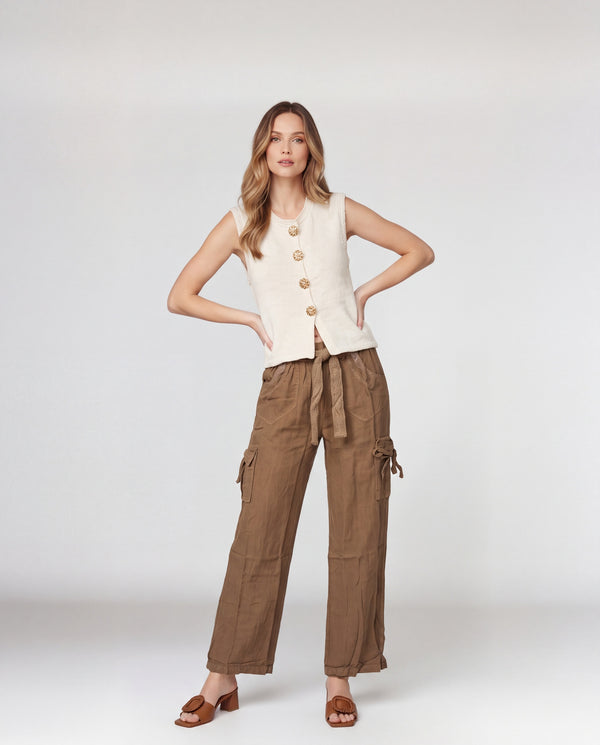 Gillet Mujer Martina Cuello redondo Blanco Lineatre