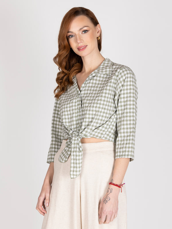 Blusa plaid print militar