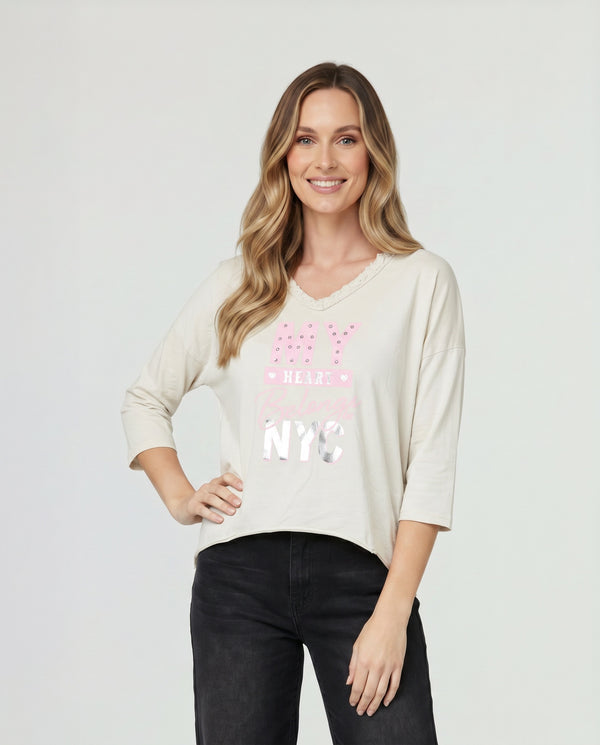 Polera Mujer Viola Beige Lineatré