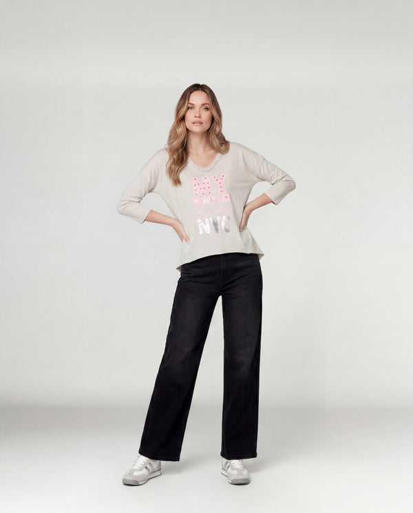 Polera Mujer Viola Beige Lineatré