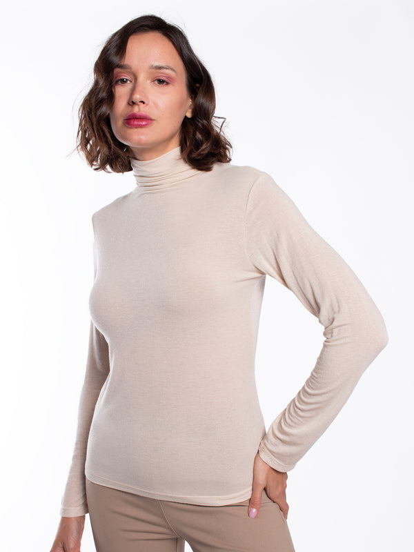 Polera beige lineatre