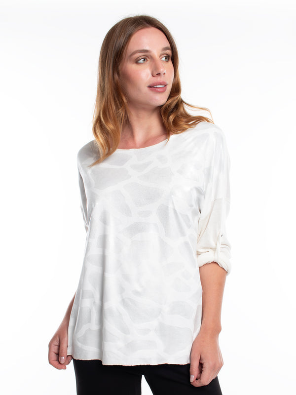 Polera blanca lineatre