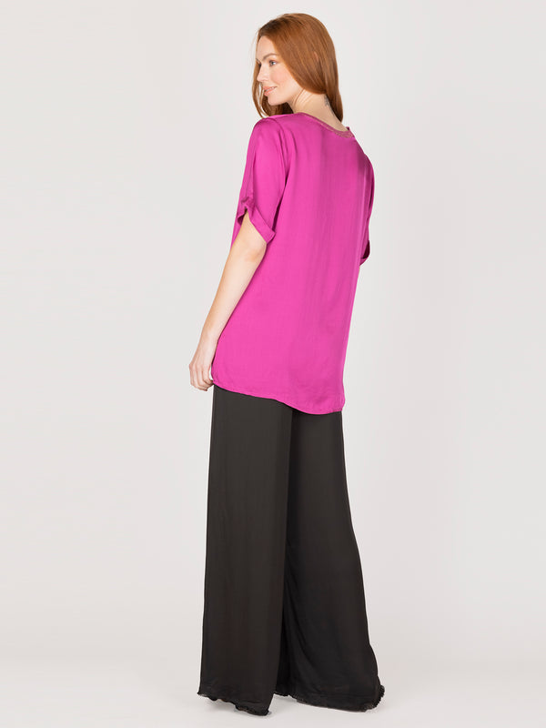 Top fucsia lineatre