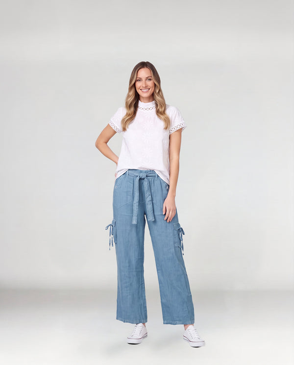 Polera Mujer Francesca Manga corta Blanco Lineatre