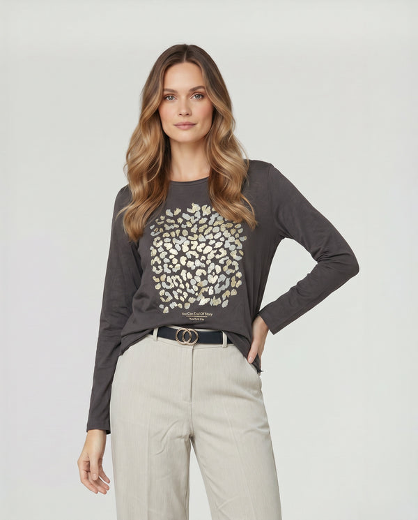 Polera Mujer Flora Chocolate Lineatré