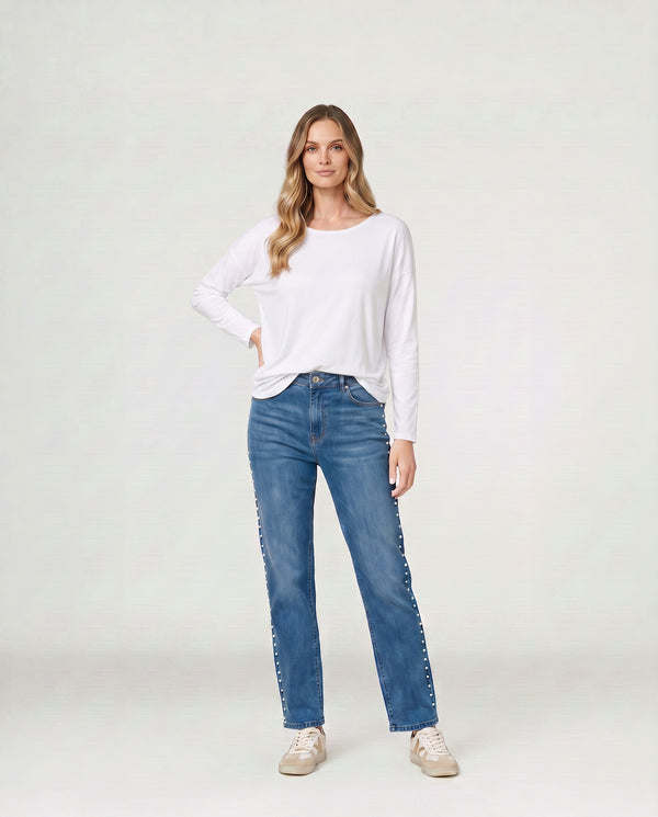 Polera Mujer Ortensia Blanco Lineatré