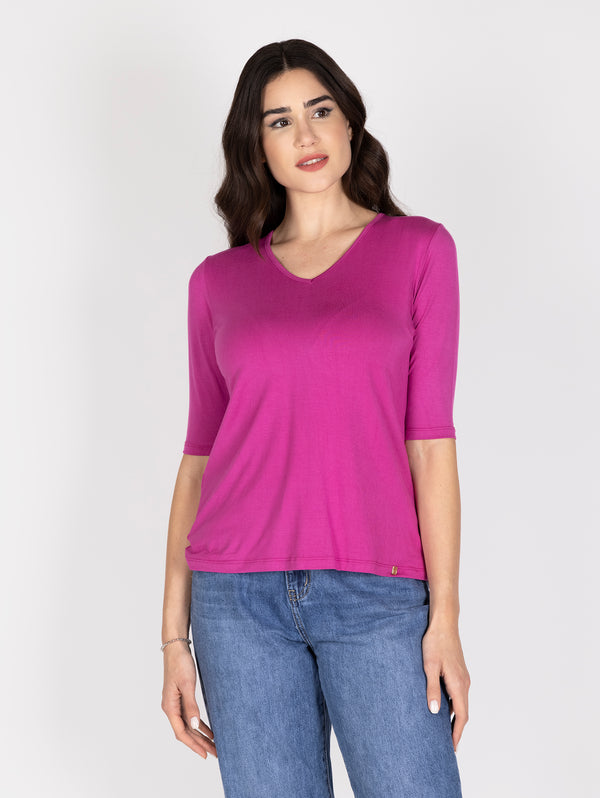 Polera manga corta cuello v lineatre