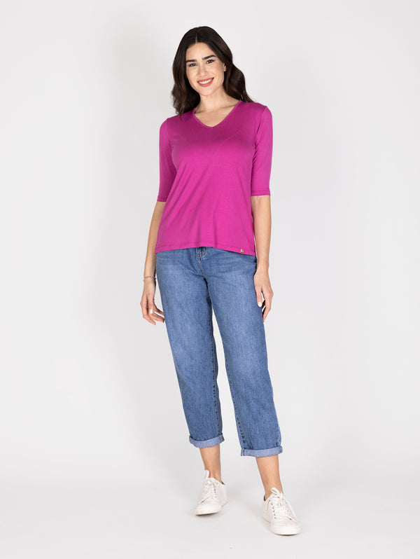 Polera manga corta cuello v lineatre