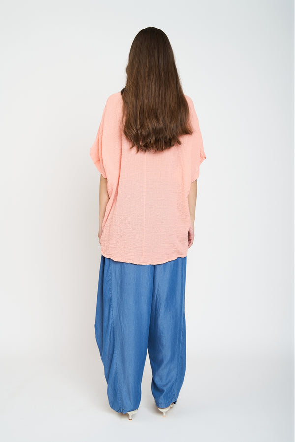 Polera Mujer Elisa Manga corta Salmón Lineatre