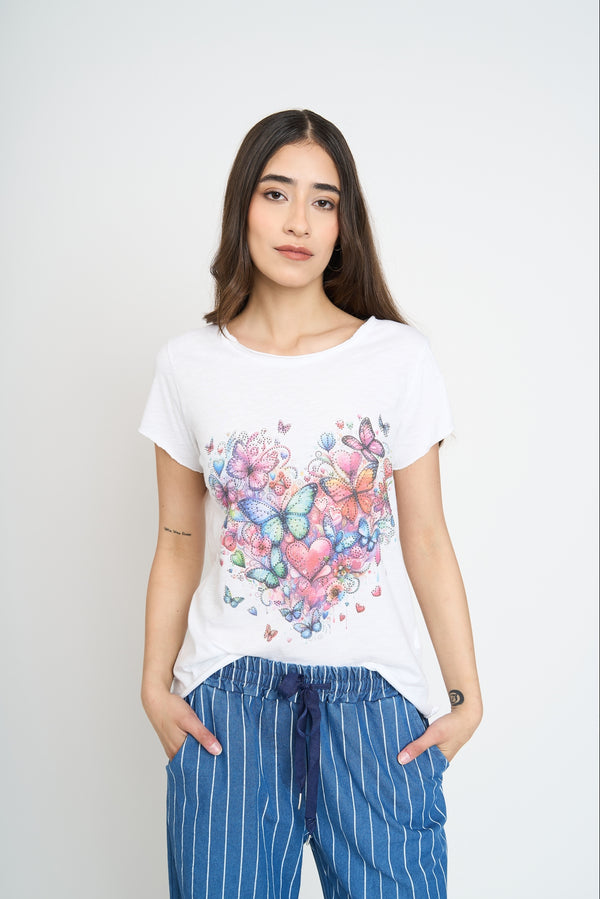 Polera Mujer Javiera Manga corta Mariposa Lineatre