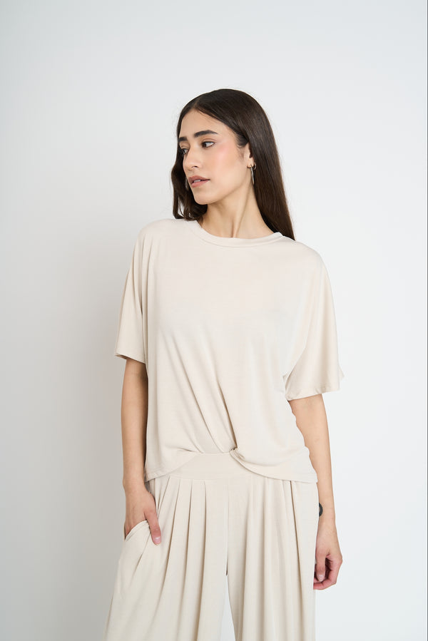 Twin Mujer Iva Cuello redondo Beige Lineatre