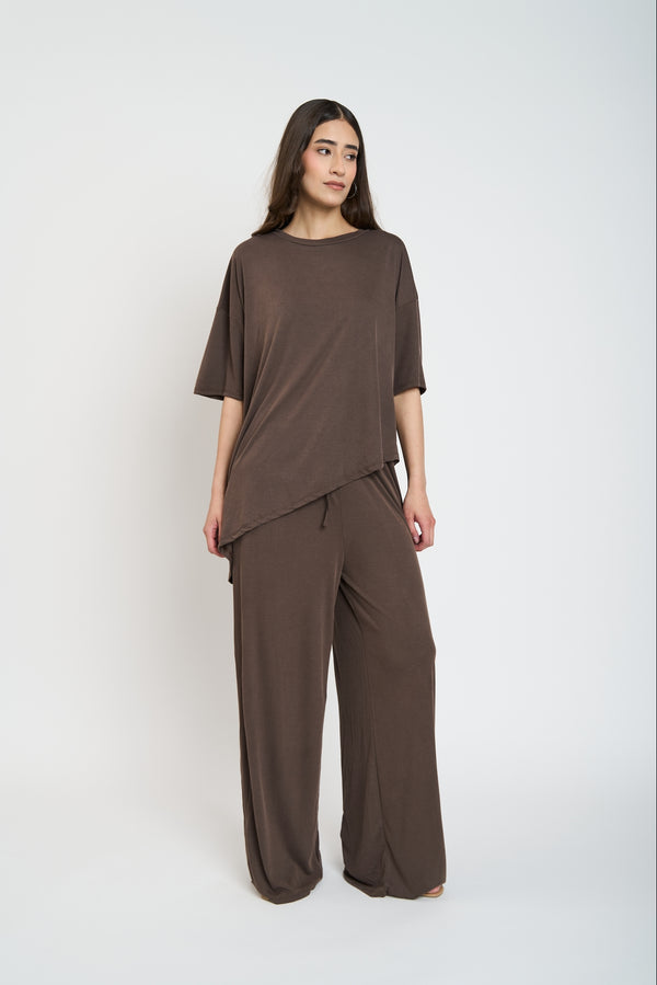 Twin Mujer Tea Cuello redondo Chocolate Lineatre