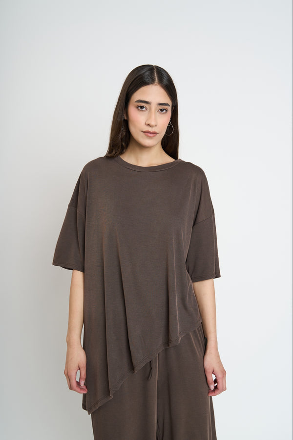 Twin Mujer Tea Cuello redondo Chocolate Lineatre