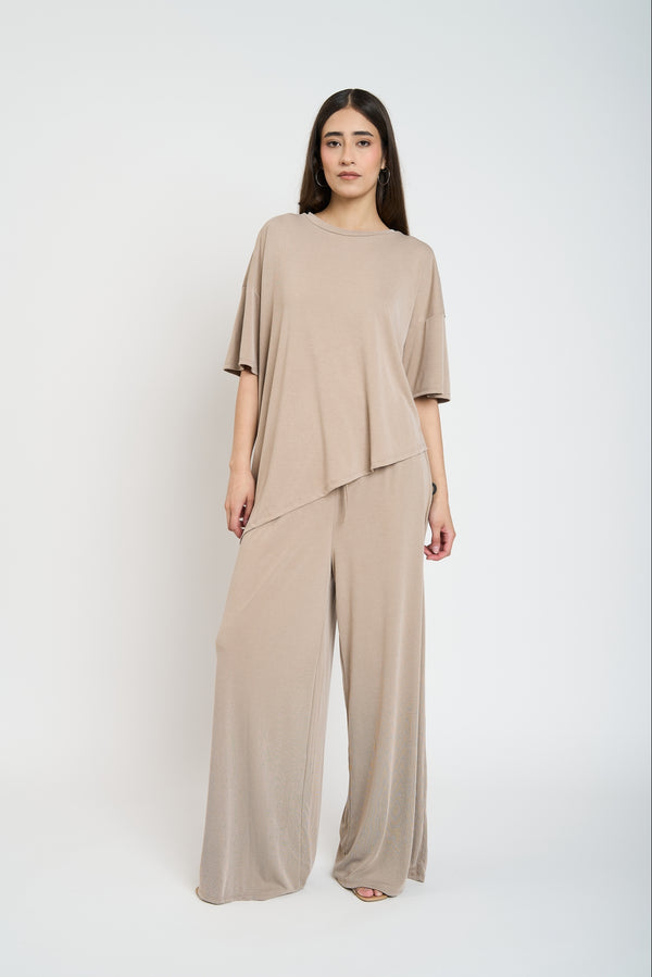 Twin Mujer Tea Cuello redondo Fango Lineatre