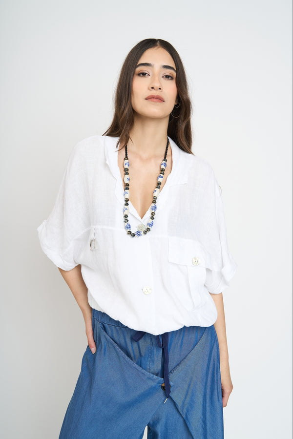 Blusa Mujer Alma Escote en V Blanco Lineatre