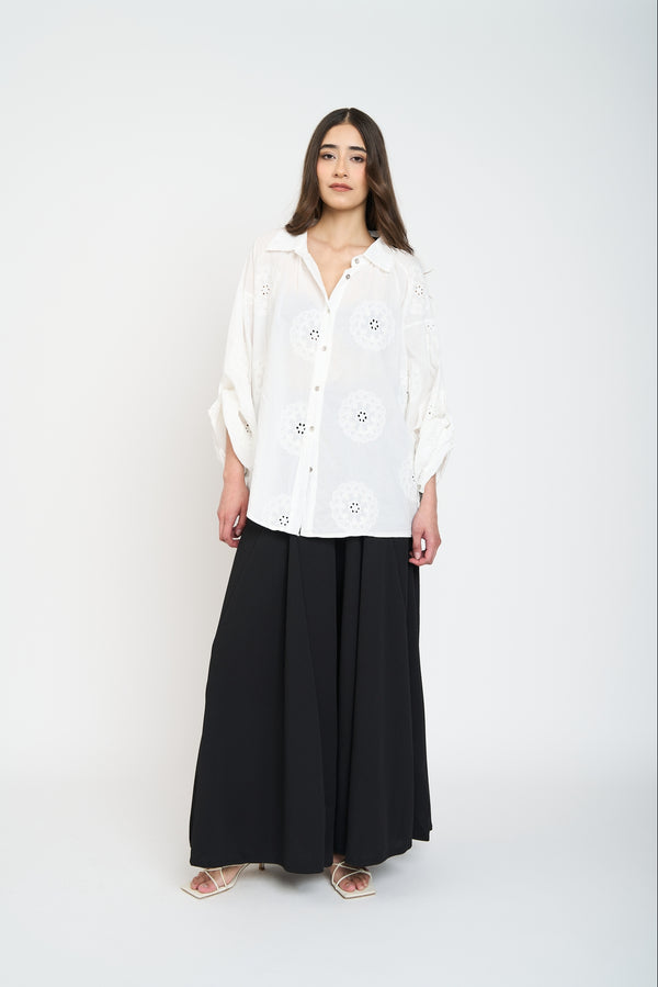 Blusa Mujer Flavia Cuello con solapa Blanco Lineatre