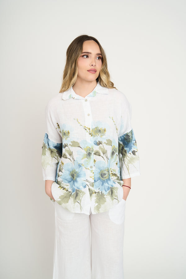 Blusa Mujer Vera Lino Blanco Lineatre
