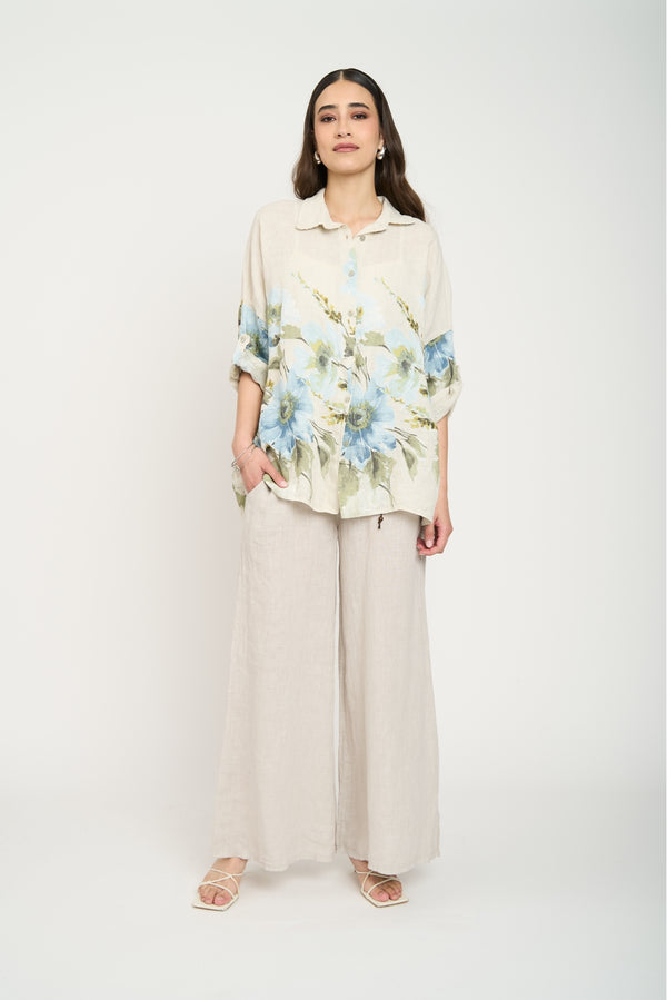 Blusa Mujer Martina Lino Beige Lineatre