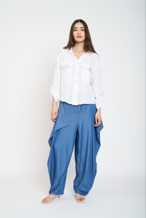 Blusa Mujer Diana Cuello con solapa Blanco Lineatre
