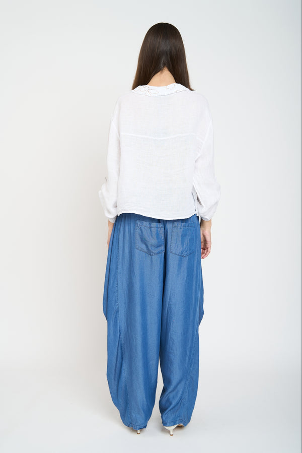 Blusa Mujer Diana Cuello con solapa Blanco Lineatre