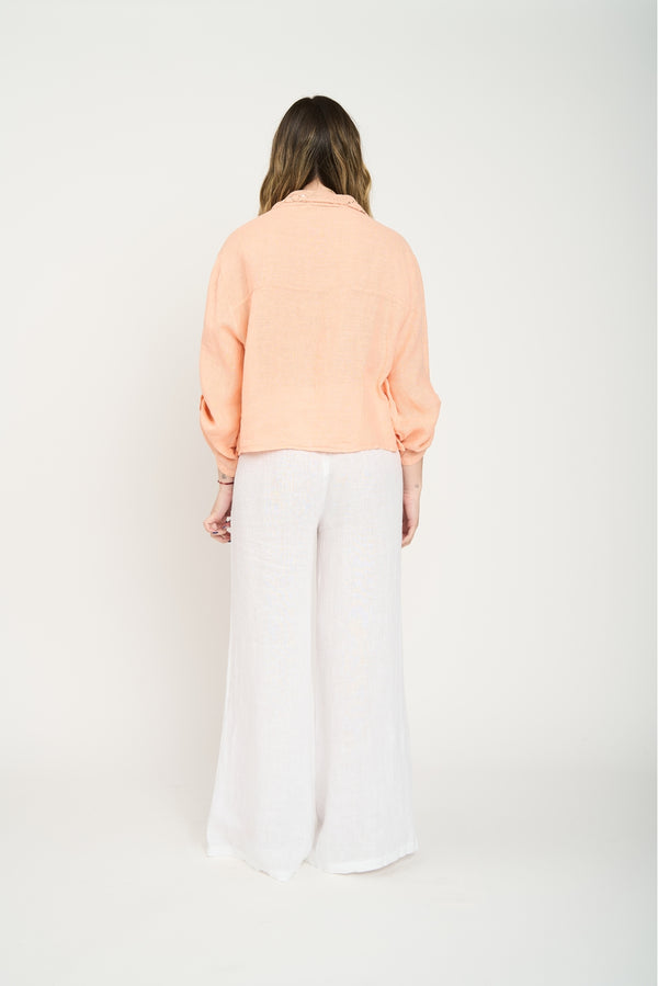 Blusa Mujer Diana Cuello con solapa Salmón Lineatre