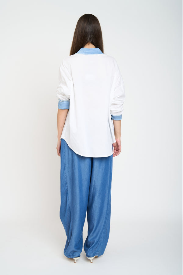 Camisa Mujer Romina Cuello con solapa Jeans Lineatre
