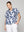 Blusa Mujer Briana De Lino Manga Corta Con Diseño Azul Y Blanco Lineatre