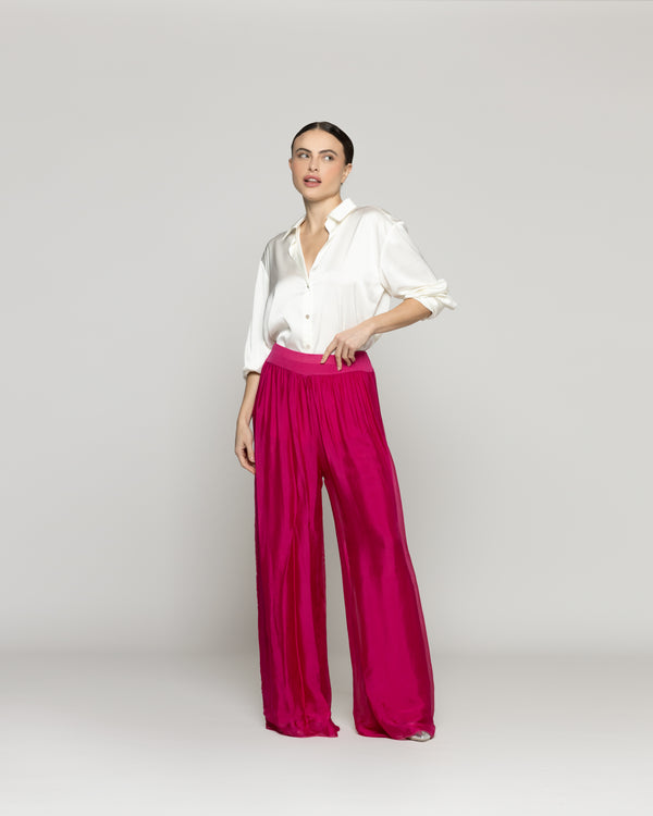 Blusa Mujer Barbarella Satinada Manga Larga Blanca Lineatre