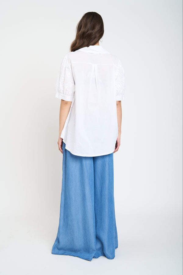 Blusa Mujer Constanza Cuello con solapa Blanco Lineatre
