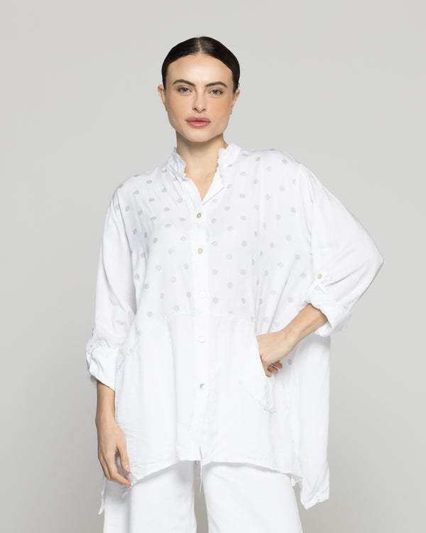 Blusa Mujer Bibiana Oversize Con Diseño De Puntos Blanca Lineatre