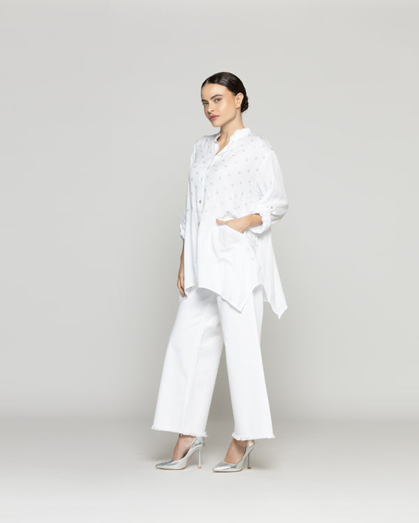 Blusa Mujer Bibiana Oversize Con Diseño De Puntos Blanca Lineatre