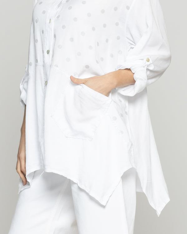 Blusa Mujer Bibiana Oversize Con Diseño De Puntos Blanca Lineatre