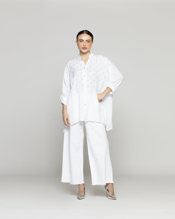 Blusa Mujer Bibiana Oversize Con Diseño De Puntos Blanca Lineatre