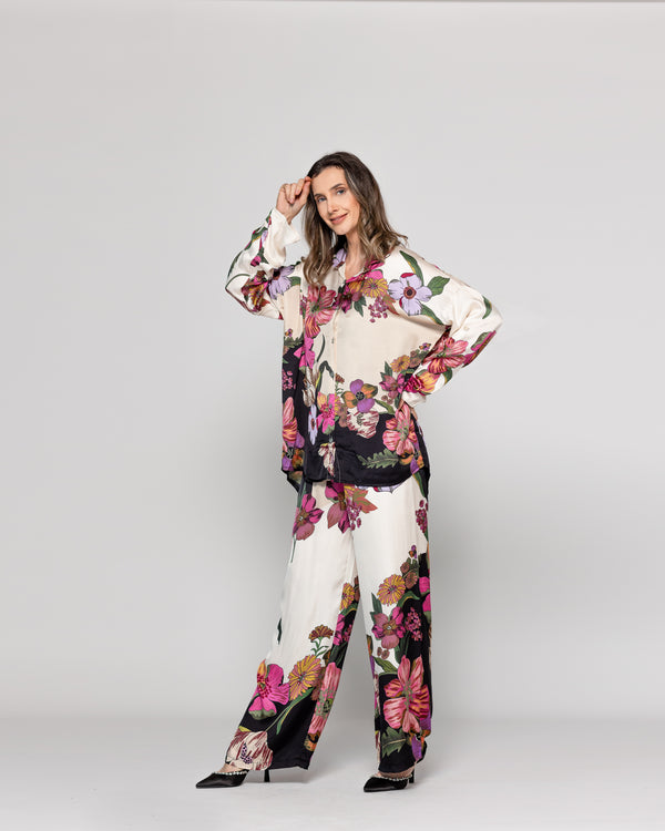 Blusa Mujer Brenna Tipo Satín Estampado Negro Lineatre