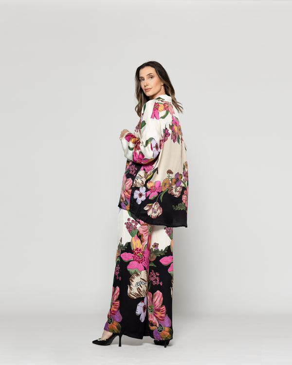 Blusa Mujer Brenna Tipo Satín Estampado Negro Lineatre