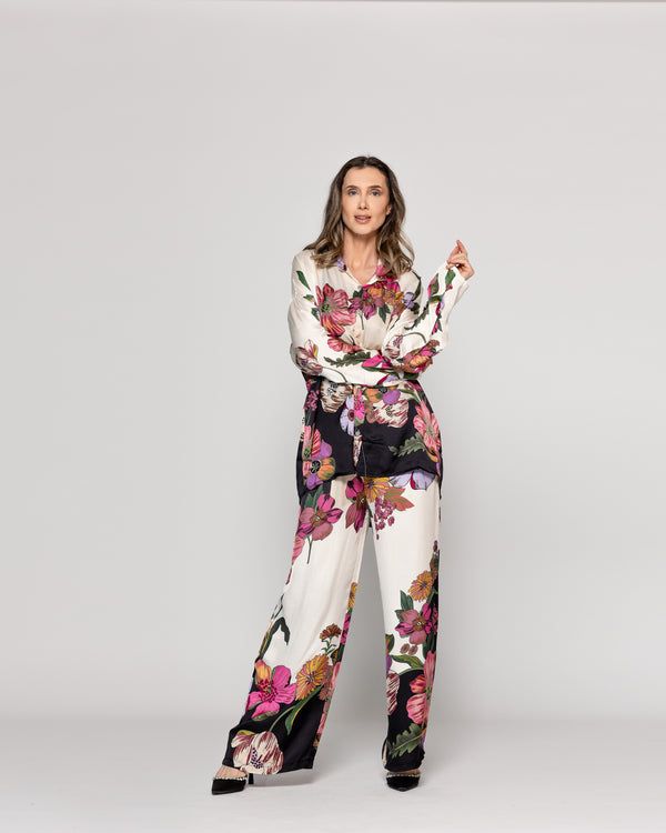 Blusa Mujer Brenna Tipo Satín Estampado Negro Lineatre